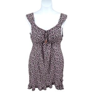 No Boundaries Floral Mini Dress XXL 19 Tie Front Cutout Padded Cup Y2K